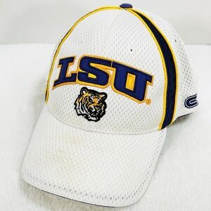 LSU Tigers Colosseum Team Logo Wordmark Hat Cap Adjustable Strapback White NCAA